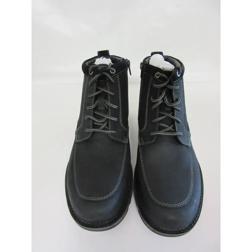 CLARKS Black Leather Maplewood Rise 11 1/2M Waterproof Lace Up Rugged Boots
